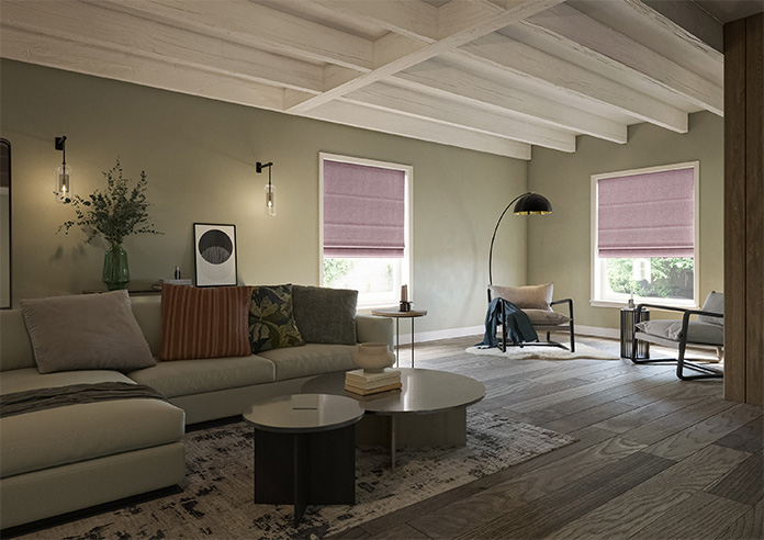 Delicate Chevron, Maroon - Motorised Roman Blind - Image 6